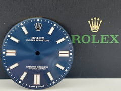 Rolex 41mm Men's Oyster Perpetual Steel BLUE Dial White Stick Ref: 124300