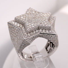 10K WHITE GOLD 5.7 CARAT NATURAL ROUND DIAMOND STAR MENS HIP HOP PINKY RING