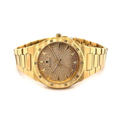 IceTime ROYAL Yellow 34mm Ladies Yellow Gold Steel Watch Iced 0.10ct Diamonds