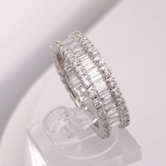 10K WHITE GOLD 2.3 CARAT NATURAL ROUND BAGUETTE DIAMOND MENS HIP HOP PINKY RING