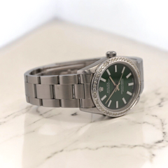 Rolex Oyster Perpetual 31mm 1.75ct Diamonds Green Dial Steel Automatic Watch