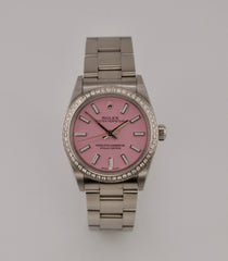 Rolex Oyster Perpetual 31mm 1ct Diamonds Pink Dial Steel Automatic Watch