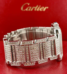 Cartier Tank Francaise Chrono Ladies 28mm Steel Watch Iced 6ct Diamonds Ref 2303