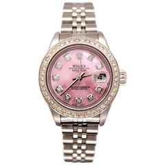 Rolex Ladies Datejust 26mm Steel Watch Jubilee ICED 1.50ct Diamond PINK MOP Dial