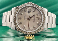 Rolex Men's Datejust 36mm Oyster Steel ICED 2.50ct Diamonds Silver Dial 116234