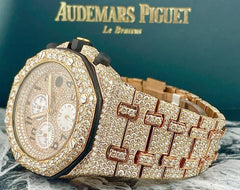 Audemars Piguet Royal Oak Offshore 42mm 18k Rose Gold Watch Iced 30ct Diamonds