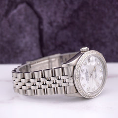 Rolex Midsize 31mm Datejust 2ct Diamonds White MOP Dial Steel Jubilee Auto Watch