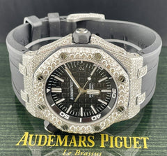 AUDEMARS PIGUET Royal Oak Offshore 42mm Diver Iced 15ct Diamonds Steel Watch