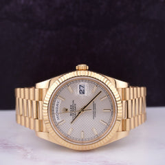 Rolex Day-Date 40 President 18k Yellow Gold Men's Watch Silver Motif DIAL 228238