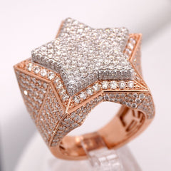 10K ROSE GOLD 5.7 CARAT NATURAL ROUND DIAMOND STAR MENS HIP HOP PINKY RING