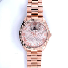 IceTime GHOST Rose 42mm Men's Rose Gold Steel Watch Iced 0.10ct Diamonds