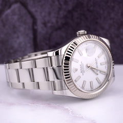 Rolex Mens Datejust 41mm White Dial Stainless Steel Oyster Watch Ref 116334