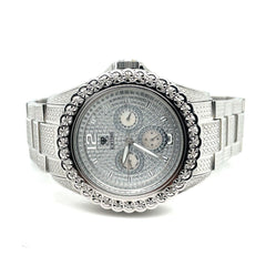 IceTime BLING 45mm Men's White Silver Steel Watch Iced 0.25ct Diamonds