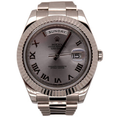 Rolex Day-Date 41 President 18k White Gold Men's Watch Silver DIAL Ref: 218239