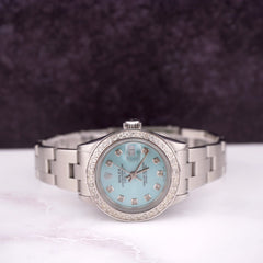 Rolex Ladies Datejust 26mm Steel Watch Oyster ICED 1.50ct Diamond Ice BLUE Dial