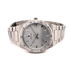 IceTime ROYAL White 34mm Ladies White Gold Steel Watch Iced 0.10ct Diamonds