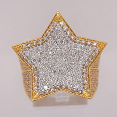 10K YELLOW GOLD 5.7 CARAT NATURAL STAR ROUND DIAMOND MENS HIP HOP PINKY RING