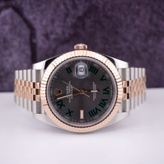 Rolex Datejust 41mm Jubilee Wimbledon Dial 18k ROSE Gold Fluted Jubilee 126331