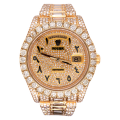 Rolex Day-Date 41mm 18k Yellow Gold Watch Iced Out 27ct Diamonds BAGUETTE 218238