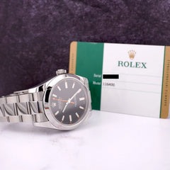 Copy of Rolex 40mm Milgauss Men's Black Dial Steel Thunderbolt Watch BOX & PAPERS 116400