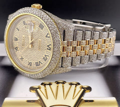 Rolex Mens Datejust 41 Jubilee 18K Yellow Gold & Steel Watch 16ct Diamonds Roman