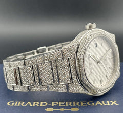 Girard Perregaux Laureato 41mm Mens Steel Watch Iced 25ct VS Diamonds Ref 81000