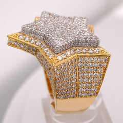 10K YELLOW GOLD 5.7 CARAT NATURAL STAR ROUND DIAMOND MENS HIP HOP PINKY RING