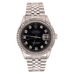 Rolex Men's Datejust 36mm Jubilee Steel Watch ICED 2.50ct Diamonds Black Dial