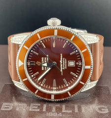 Breitling 46mm SuperOcean Steel BROWN Dial Men Watch Rubber 2.5ct Diamond A17320