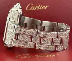 Cartier Roadster GMT XL 42mm Men's Steel Watch Iced 10ct Diamonds Roman Ref 2722