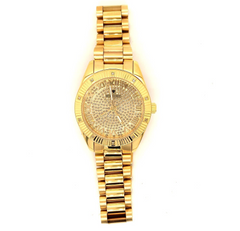 IceTime PRINCESS Yellow 32mm Ladies Yellow Gold Steel Watch Iced 0.10ct Diamonds