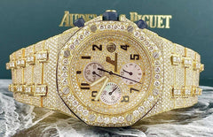 Audemars Piguet Royal Oak Offshore 42mm 18k Yellow Gold Watch Iced 30ct Diamond