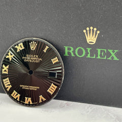 Rolex Datejust 36mm Mens Black Sunburst Dial Gold Roman Oyster Jubilee 116233