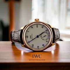 IWC 43MM Schaffhausen Portugieser 18k Rose Gold White Dial Leather Band IW510211