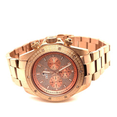 IceTime APEX Rose 40mm Men's Rose Gold Steel Watch Iced 0.10ct Diamonds