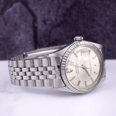 Rolex 36mm Datejust Mens Steel Watch Jubilee Band Papers Silver Dial 1603