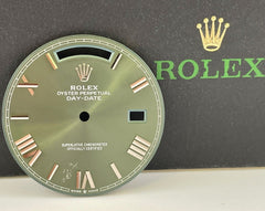 Rolex Mens Day-Date 40 OLIVE GREEN Dial WHITE Gold ROMAN President Ref 228239