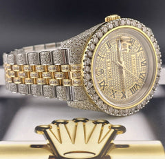 Rolex Datejust 36mm 18k Gold/Steel Watch Jubilee Roman Dial Iced 13ct Diamonds