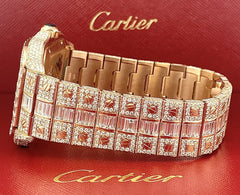 Cartier Santos 18k Rose Gold Baguette 39.8mm Iced 26ct Genuine Diamonds WGSA0009