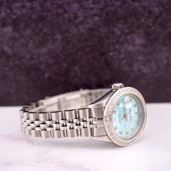 Rolex Ladies Datejust 26mm Steel Watch Jubilee ICED 1.50ct Diamond Ice BLUE Dial