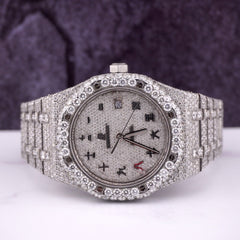 Audemars Piguet Royal Oak 41mm Mens Steel Watch Iced Out 25ct Diamonds 15400ST