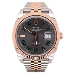 Rolex Datejust 41mm Jubilee Wimbledon Dial 18k ROSE Gold Fluted Jubilee 126331