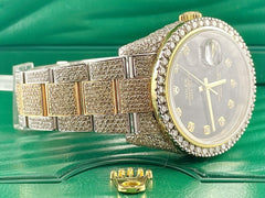 Rolex Datejust 36mm 18k Yellow Gold & Steel Watch Oyster ICED 16ct Diamonds