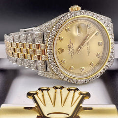 Rolex Mens Datejust 41 Jubilee 18K Yellow Gold & Steel Watch ICED 15ct Diamonds