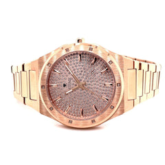 IceTime ROYAL Rose 34mm Ladies Rose Gold Steel Watch Iced 0.10ct Diamonds