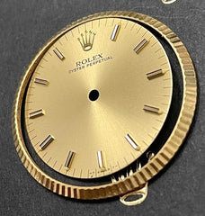 Rolex Oyster Perpetual Midsize 31mm Gold Dial & Gold Fluted Bezel Ref: 6751