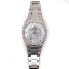 IceTime ROYAL White 34mm Ladies White Gold Steel Watch Iced 0.10ct Diamonds