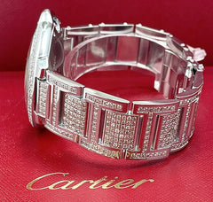 Cartier Ballon Bleu  Watch 42mm Iced Out 10ct Diamonds Steel Auto W69012Z4