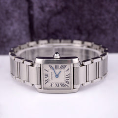 Cartier Ladies Tank Francaise 20mm Quartz Steel Watch Roman Dial Ref 2384