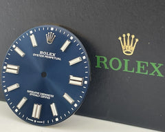 Rolex 41mm Men's Oyster Perpetual Steel BLUE Dial White Stick Ref: 124300